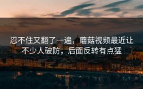 忍不住又翻了一遍，蘑菇视频最近让不少人破防，后面反转有点猛