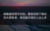 越看越觉得不对劲，蘑菇视频下载后劲大得离谱，难怪最近搜的人这么多