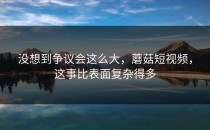 没想到争议会这么大，蘑菇短视频，这事比表面复杂得多