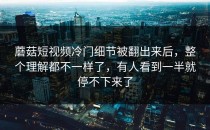 蘑菇短视频冷门细节被翻出来后，整个理解都不一样了，有人看到一半就停不下来了