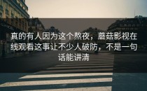 真的有人因为这个熬夜，蘑菇影视在线观看这事让不少人破防，不是一句话能讲清