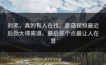 别笑，真的有人在找，蘑菇视频最近后劲大得离谱，最后那个点最让人在意