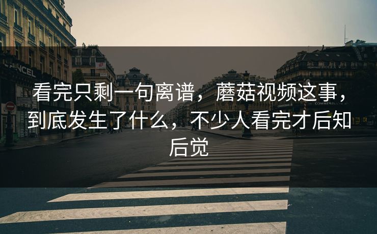 看完只剩一句离谱,蘑菇视频这事,到底发生了什么,不少人看完才后知后觉 第1张 看完只剩一句离谱,蘑菇视频这事,到底发生了什么,不少人看完才后知后觉 第1张