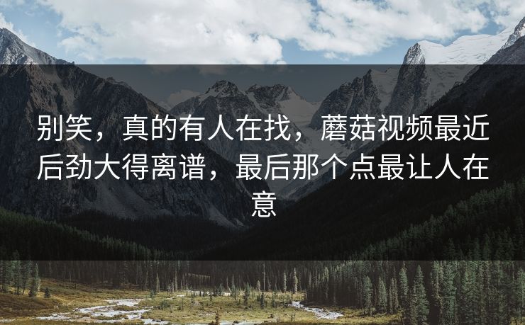 别笑,真的有人在找,蘑菇视频最近后劲大得离谱,最后那个点最让人在意 第1张 别笑,真的有人在找,蘑菇视频最近后劲大得离谱,最后那个点最让人在意 第1张