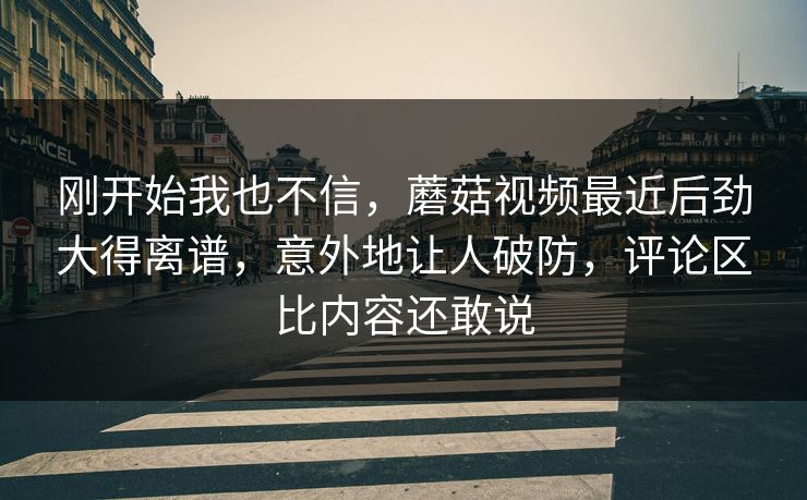 刚开始我也不信,蘑菇视频最近后劲大得离谱,意外地让人破防,评论区比内容还敢说 第1张 刚开始我也不信,蘑菇视频最近后劲大得离谱,意外地让人破防,评论区比内容还敢说 第1张