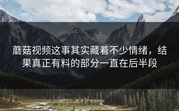 蘑菇视频这事其实藏着不少情绪,结果真正有料的部分一直在后半段 第1张 蘑菇视频这事其实藏着不少情绪,结果真正有料的部分一直在后半段 第1张