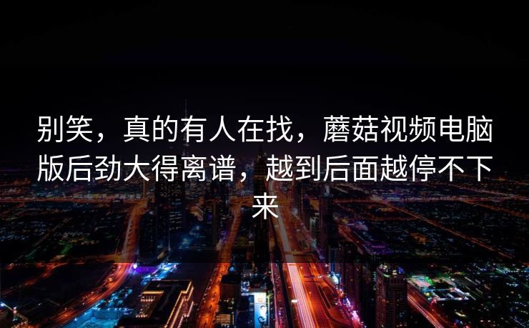 别笑,真的有人在找,蘑菇视频电脑版后劲大得离谱,越到后面越停不下来 第1张 别笑,真的有人在找,蘑菇视频电脑版后劲大得离谱,越到后面越停不下来 第1张